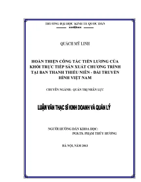 Luận văn hoàn thiện công tác tiền lương của khối trực tiếp sản xuất chương trình tại ban thanh thiếu niên đài truyền hình việt nam