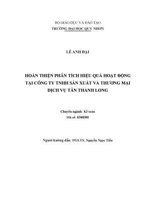 Luận văn thạc sĩ hoàn thiện phân tích hiệu quả hoạt động tại công ty tnhh sản xuất và thương mại dịch vụ tân thành long