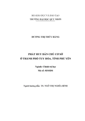 Luận văn thạc sĩ phát huy dân chủ cơ sở ở thành phố tuy hòa tỉnh phú yên