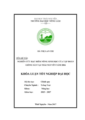Luận văn nghiên cứu đặc điểm nông sinh học của tập đoàn giống sắn tại thái nguyên năm 2016