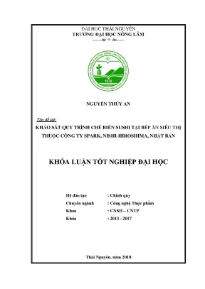 Luận văn khảo sát quy trình chế biến sushi tại bếp ăn siêu thị thuộc công ty spark nishi hiroshima nhật bản