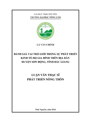 Luận văn thạc sĩ đánh giá vai trò giới trong sự phát triển inh tế hộ gia đình trên địa bàn huyện sơn động tỉnh bắc giang