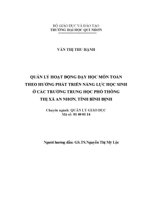 Luận văn thạc sĩ quản lý hoạt động dạy học môn toán theo hướng phát triển năng lực học sinh ở các trường trung học phổ thông thị xã an nhơn tỉnh bình định