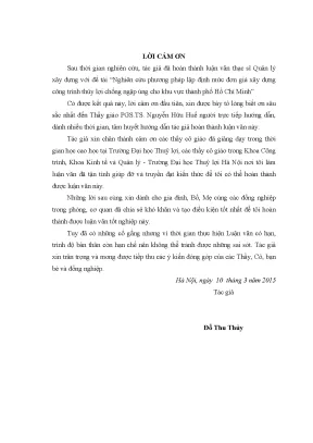 Luận văn thạc sĩ nghiên cứu phương pháp lập định mức đơn giá xây dựng công trình thủy lợi chống ngập úng cho khu vực thành phố hồ chí minh