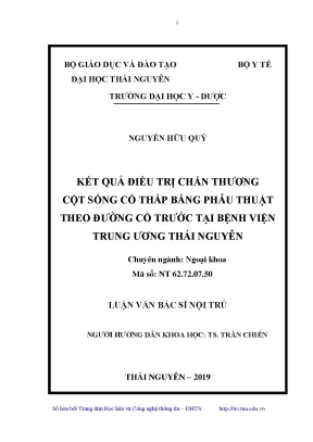 Luận văn thạc sĩ kết quả điều trị chấn thương cột sống cổ thấp bằng phẫu thuật theo đường cổ trước tại bệnh viện trung ương thái nguyên