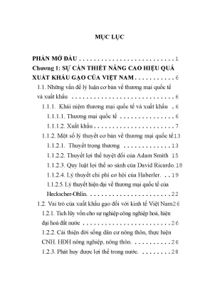 Luận văn giải pháp nâng cao hiệu quả xuất khẩu gạo của việt nam