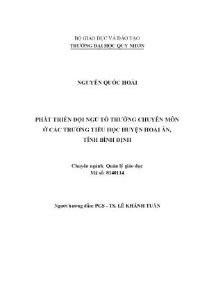 Luận văn thạc sĩ phát triển đội ngũ tổ trưởng chuyên môn ở các trường tiểu học huyện hoài ân tỉnh bình định