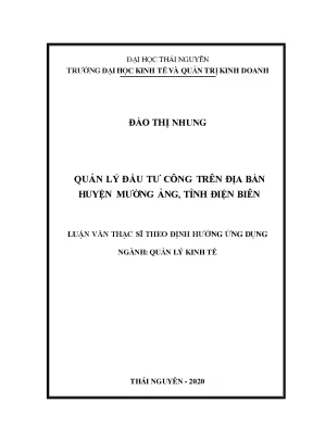 Luận văn thạc sĩ quản lý đầu tư công trên địa bàn huyện mường ảng tỉnh điện biên
