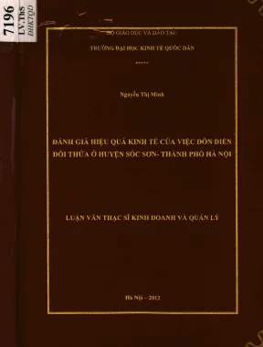 Luận văn đánh giá hiệu quả kinh tế của việc dồn điền đổi thửa ở huyện sóc sơn thành phố hà nội