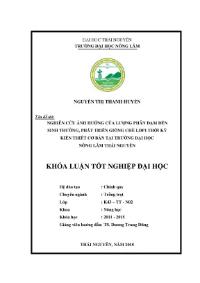 Luận văn thạc sĩ nghiên cứu ảnh hưởng của lượng phân đạm đến sinh trưởng phát triển giống chè ldp1 thời kỳ kiến thiết cơ bản tại trường đại học nông lâm thái nguyên