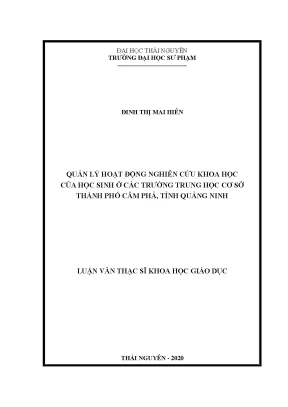 Luận văn thạc sĩ quản lý hoạt động nghiên cứu khoa học của học sinh ở các trường trung học cơ sở thành phố cẩm phả tỉnh quảng ninh