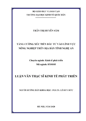 Luận văn tăng cường xúc tiến đầu tư vào lĩnh vực nông nghiệp trên địa bàn tỉnh nghệ an