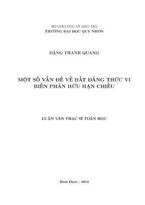 Luận văn thạc sĩ một số vấn đề về bất đẳng thức vi biến phân hữu hạn chiều