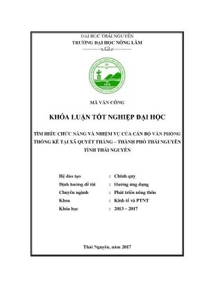 Luận văn tìm hiểu chức năng và nhiệm vụ của cán bộ văn phòng thống kê tại xã quyết thắng thành phố thái nguyên