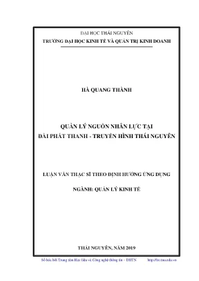 Luận văn thạc sĩ quản lý nguồn nhân lực tại đài phát thanh truyền hình thái nguyên
