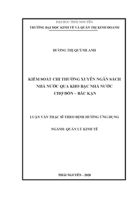 Luận văn thạc sĩ kiểm soát chi thường xuyên ngân sách nhà nước qua kho bạc nhà nước chợ đồn bắc kạn