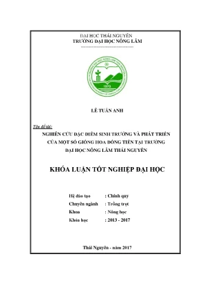 Luận văn nghiên cứu đặc điểm sinh trưởng và phát triển của một số giống hoa đồng tiền tại trường đại học nông lâm thái nguyên