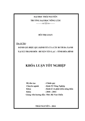 Luận văn thạc sĩ đánh giá hiệu quả kinh tế của cây bưởi da xanh tại xã thanh hối huyện tân lạc tỉnh hòa bình