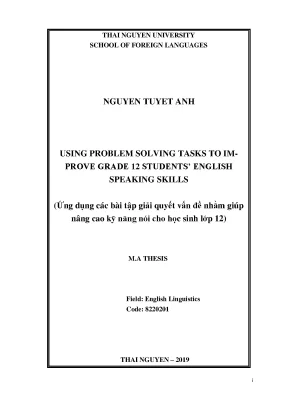 Luận văn thạc sĩ ứng dụng các bài tập giải quyết vấn đề nhằm giúp nâng cao kỹ năng nói cho học sinh lớp 12