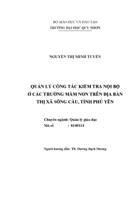 Luận văn thạc sĩ quản lý công tác kiểm tra nội bộ ở các trường mầm non trên địa bàn thị xã sông cầu tỉnh phú yên