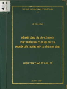 Luận văn đổi mới công tác lập kế hoạch phát triển kinh tế xã hội cấp xã nghiêncứu trường hợp tại tỉnh hoà bình