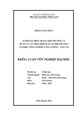 Luận văn thạc sĩ đánh giá hiện trạng môi trường và đề xuất các biện pháp bảo vệ môi trường tại khu công nghiệp tằng loỏng lào cai