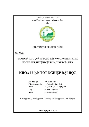 Luận văn thạc sĩ đánh giá hiệu quả sử dụng đất nông nghiệp xã noong hẹt huyện điện biên tỉnh điện biên