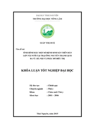 Luận văn thạc sĩ tình hình mắc một số bệnh sinh sản trên đàn lợn nái nuôi tại trại ông nguyễn thanh lịch ba vì hà nội và phác đồ điều trị