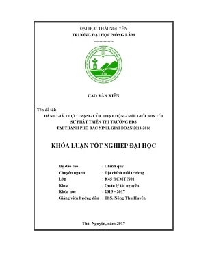 Luận văn đánh giá ảnh hưởng của hoạt động môi giới bđs tới sự phát triển thị trường bđs trên địa bàn thành phố bắc ninh tỉnh bắc ninh