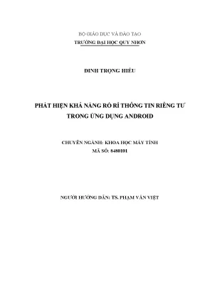 Luận văn thạc sĩ phát hiện khả năng rò rỉ thông tin riêng tư trong ứng dụng android