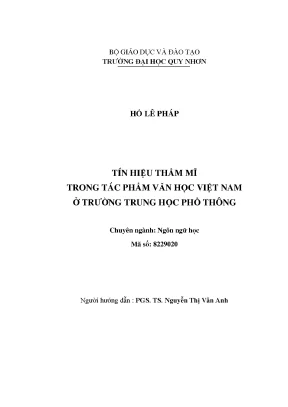 Luận văn thạc sĩ tín hiệu thẩm mĩ trong tác phẩm văn học việt nam ở trường trung học phổ thông