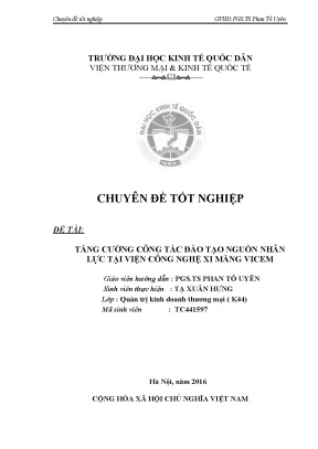 Luận văn tốt nghiệp tăng cường công tác đào tạo nguồn nhân lực tại viện công nghệ xi măng vicem