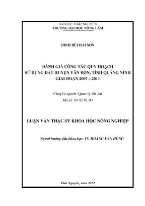 Luận văn thạc sĩ đánh giá công tác quy hoạch sử dụng đất huyện vân đồn tỉnh quảng ninh giai đoạn 2007 2011