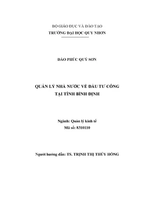 Luận văn thạc sĩ quản lý nhà nước về đầu tư công tại tỉnh bình định