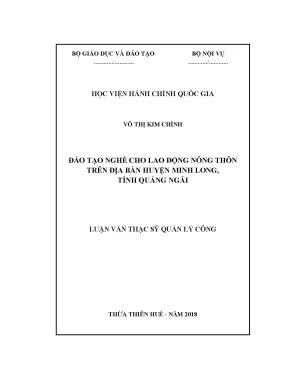 Luận văn thạc sĩ đào tạo nghề cho lao động nông thôn trên địa bàn huyện minh long tỉnh quảng ngãi
