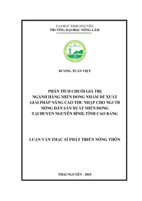 Luận văn thạc sĩ phân tích chuỗi giá trị ngành hàng miến dong nhằm đề xuất giải pháp nâng cao thu nhập cho người nông dân sản xuất miến dong tại huyện nguyên bình
