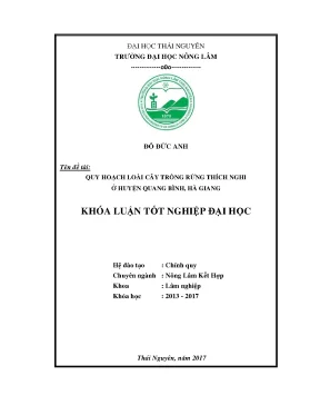 Luận văn quy hoạch loài cây trồng rừng thích nghi ở huyện quang bình tỉnh hà giang
