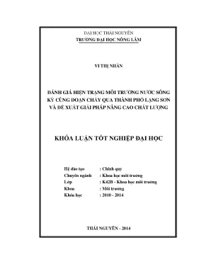 Luận văn thạc sĩ đánh giá hiện trạng môi trường nước sông kỳ cùng đoạn chảy qua thành phố lạng sơn và đề xuất giải pháp nâng cao chất lượng