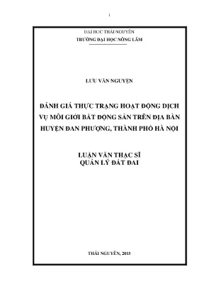 Luận văn thạc sĩ đánh giá thực trạng hoạt động dịch vụ môi giới bất động sản trên địa bàn huyện đan phượng thành phố hà nội