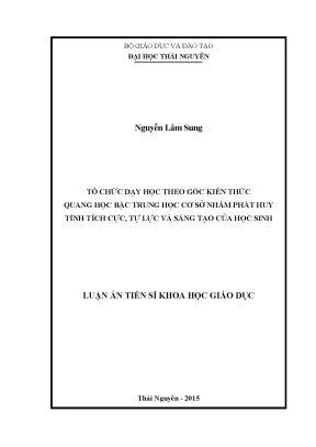 Luận văn thạc sĩ tổ chức dạy học theo góc kiến thức quang học bậc trung học cơ sở nhằm phát huy tính tích cực t