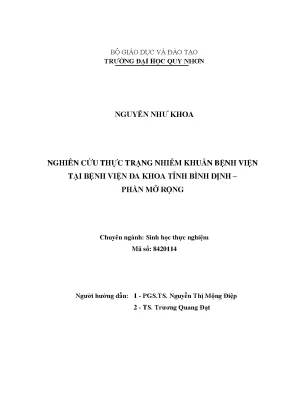 Luận văn thạc sĩ nghiên cứu thực trạng nhiễm khuẩn bệnh viện tại bệnh viện đa khoa tỉnh bình định phần mở rộng