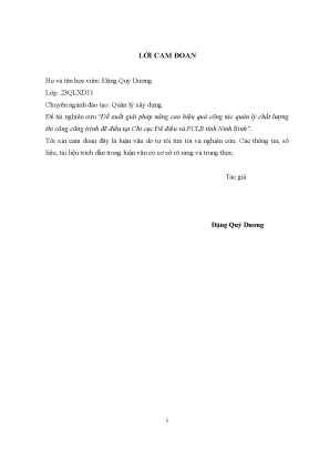 Luận văn thạc sĩ đề xuất giải pháp nâng cao hiệu quả công tác quản lý chất lượng thi công công trình đê điều tại chi cục đê điều và phòng chống lụt bão tỉnh ninh bình