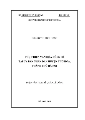 Luận văn thạc sĩ thực hiện văn hóa công sở tại ủy ban nhân dân huyện ứng hòa thành phố hà nội