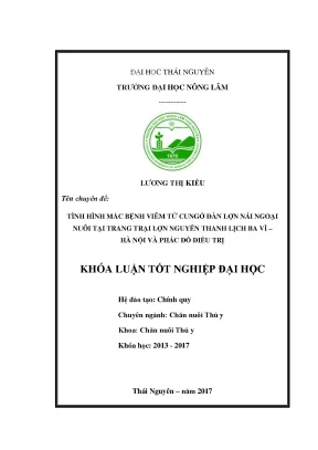 Luận văn tình hình mắc bệnh viêm tử cung ở đàn lợn nái ngoại nuôi tại trại lợn nguyễn thanh lịch ba vì hà nội và một số phác đồ điều trị