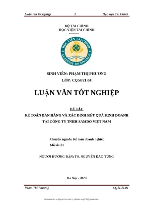 Luận văn tốt nghiệp kế toán doanh nghiệp kế toán bán hàng và xác định kết quả kinh doanh tại công ty tnhh samdo việt nam