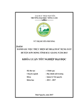 Luận văn đánh giá việc thực hiện kế hoạch sử dụng đất huyện sơn động tỉnh bắc giang năm 2015