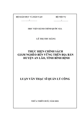 Luận văn thạc sĩ thực hiện chính sách giảm nghèo bền vững trên địa bàn huyện an lão tỉnh bình định