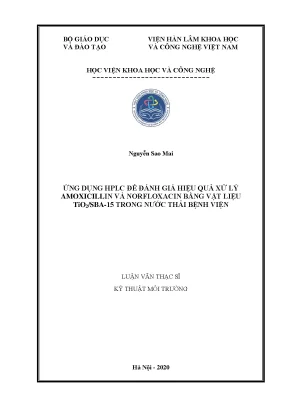 Luận văn thạc sĩ ứng dụng hplc để đánh giá hiệu quả xử lý amoxicillin và norfloxacin bằng vật liệu tio2 sba 15 trong nước thải bệnh viện