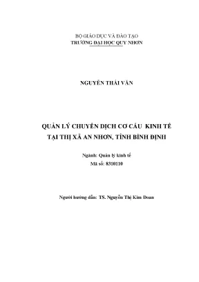 Luận văn thạc sĩ quản lý chuyển dịch cơ cấu kinh tế tại thị xã an nhơn tỉnh bình định