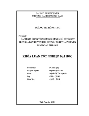 Luận văn thạc sĩ đánh giá hiệu quả công tác đấu giá quyền sử dụng đất ở tại xã sốp cộp huyện sốp cộp tỉnh sơn la giai đoạn 2011 2013